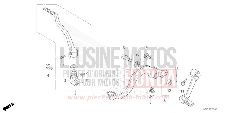 PEDAL/KICK STARTER ARM for CRF150R "Big wheels" EXTREME RED (R292) from 2025